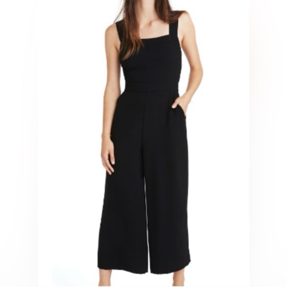Madewell Women’s Apron Bow Back Black Wide Leg Jumpsuit Sz. 6